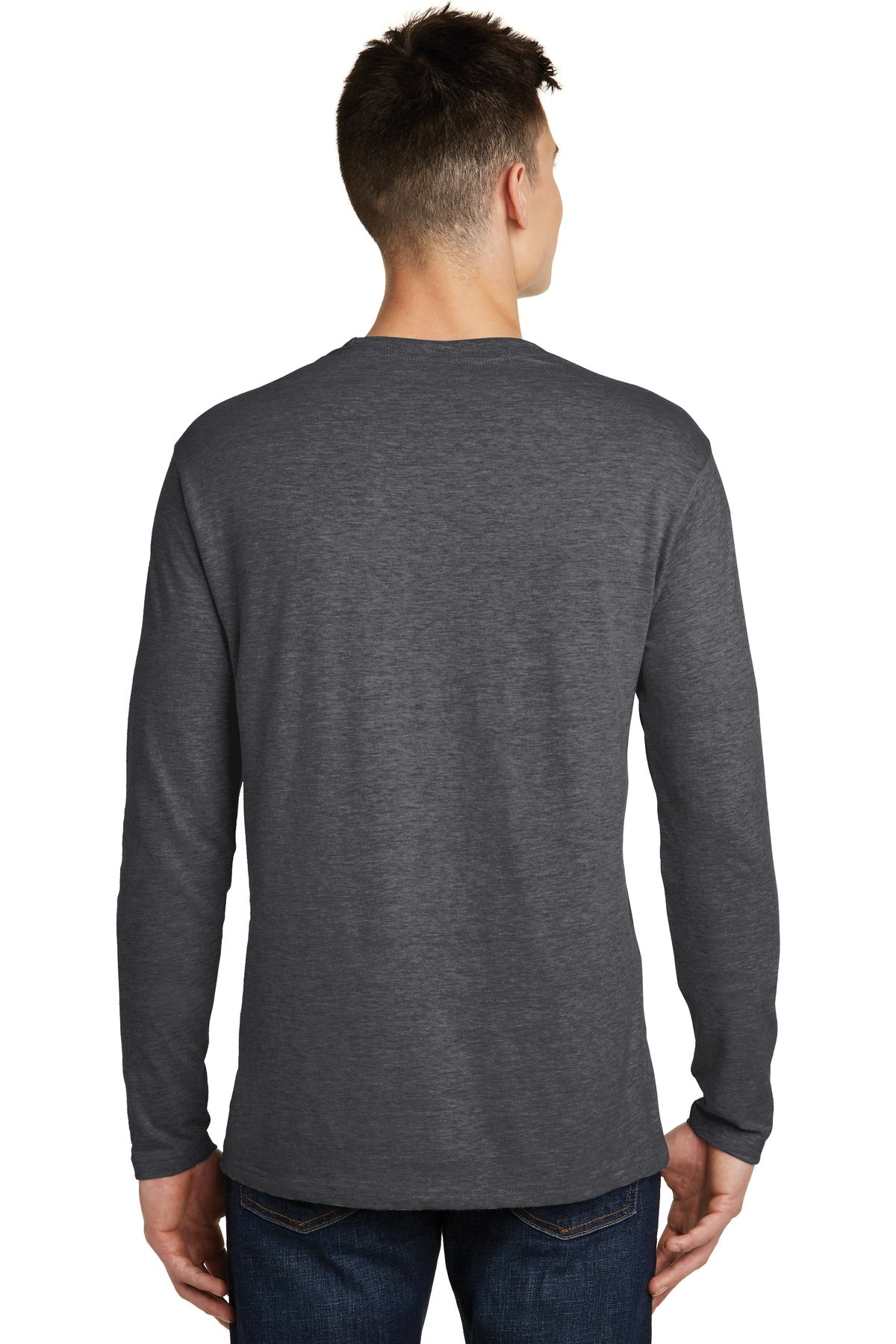 Custom Embroidered District Very Important Tee Long Sleeve. DT6200,Heathered Charcoal