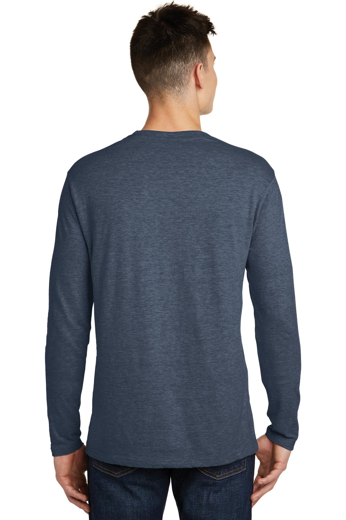 Custom Embroidered District Very Important Tee Long Sleeve. DT6200,Heathered Navy