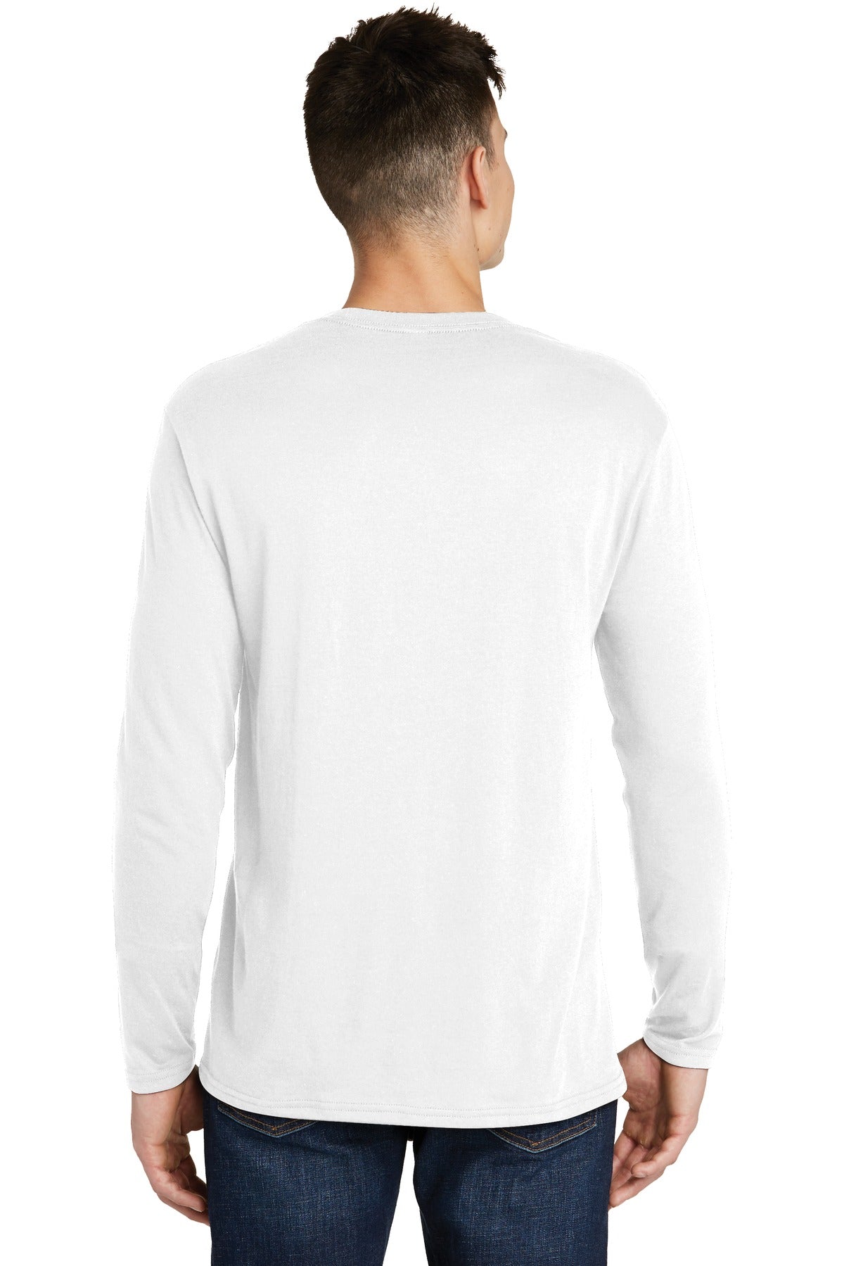 Custom Embroidered District Very Important Tee Long Sleeve. DT6200,White