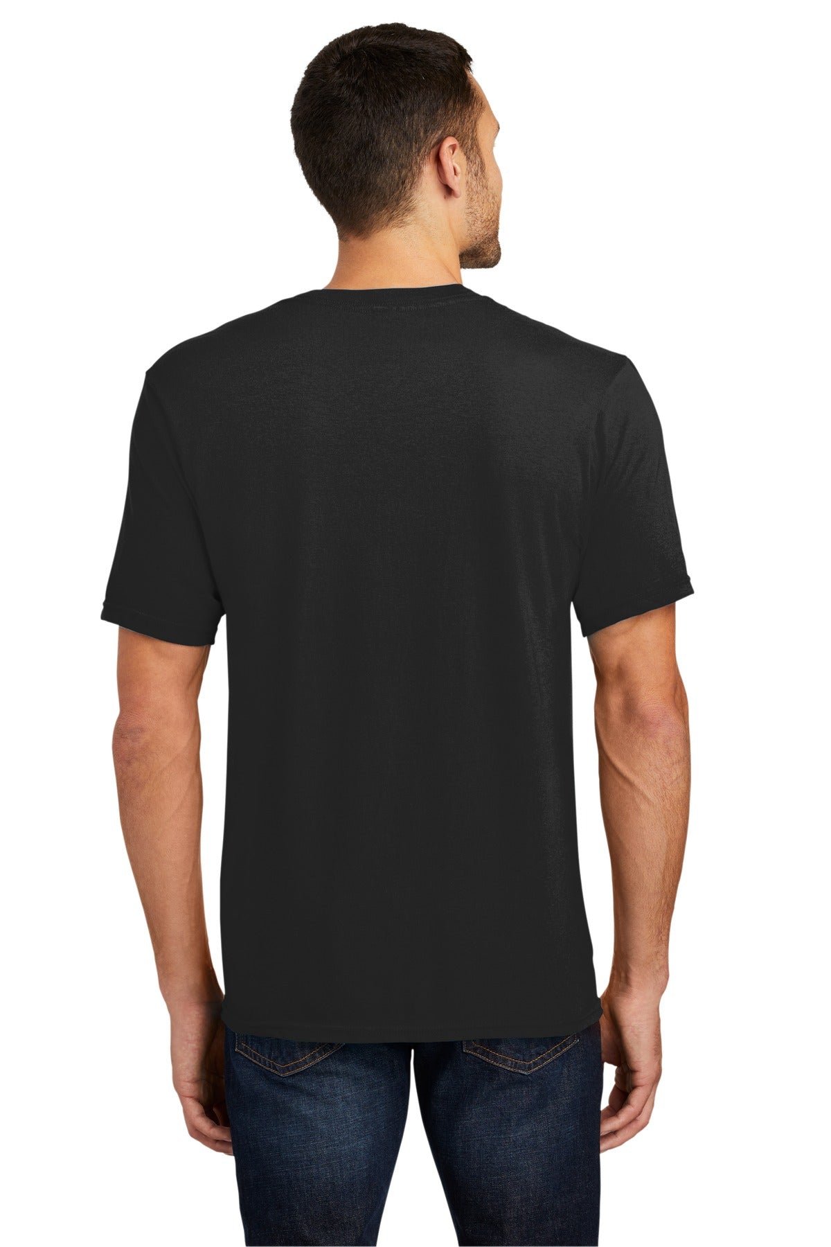 Custom Embroidered District Very Important Tee V-Neck. DT6500,Black