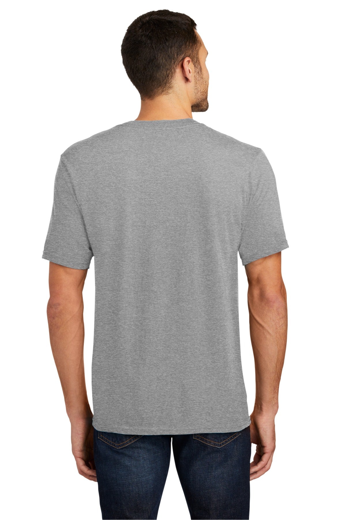 Custom Embroidered District Very Important Tee V-Neck. DT6500,Light Heather Grey