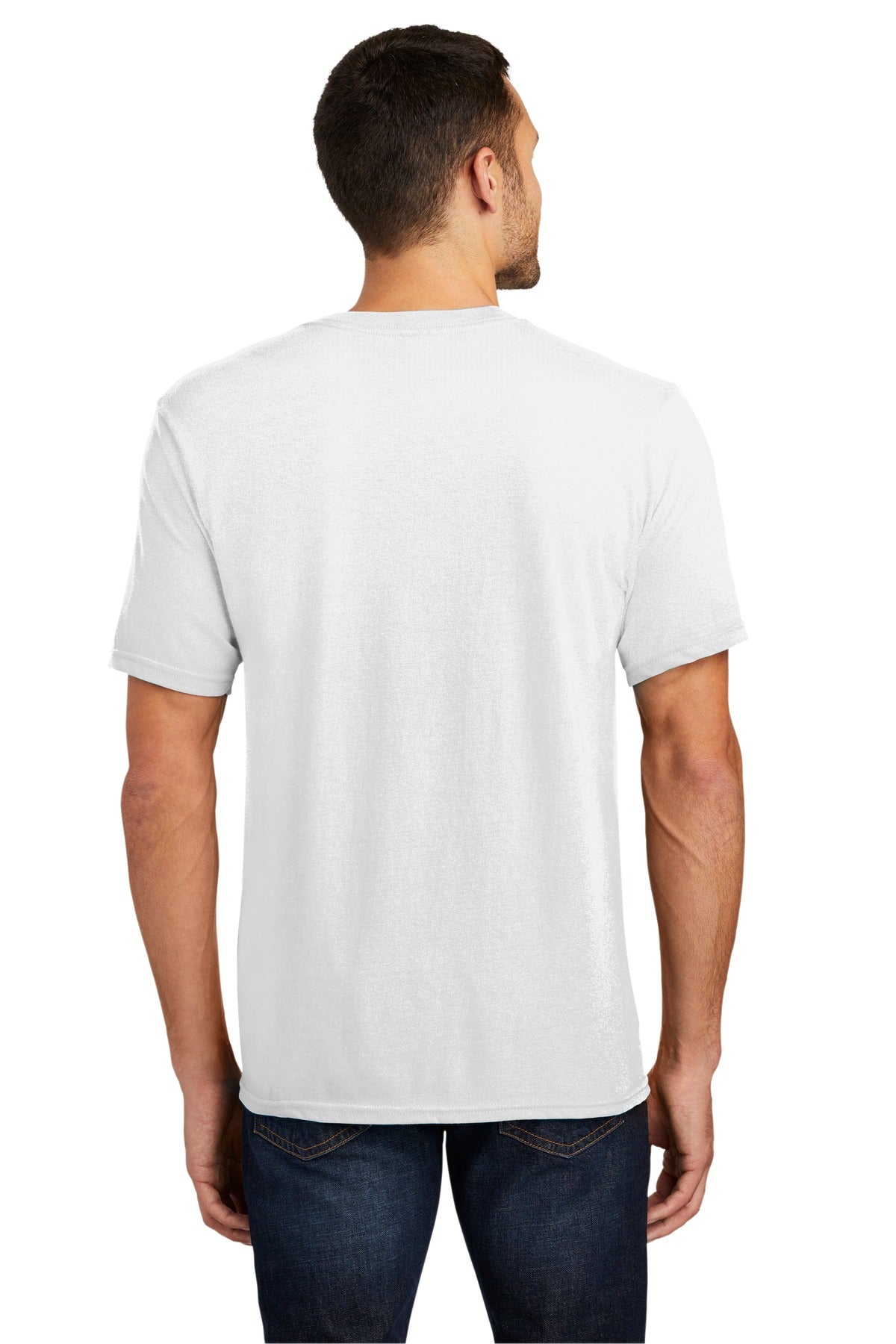 Custom Embroidered District Very Important Tee V-Neck. DT6500,White