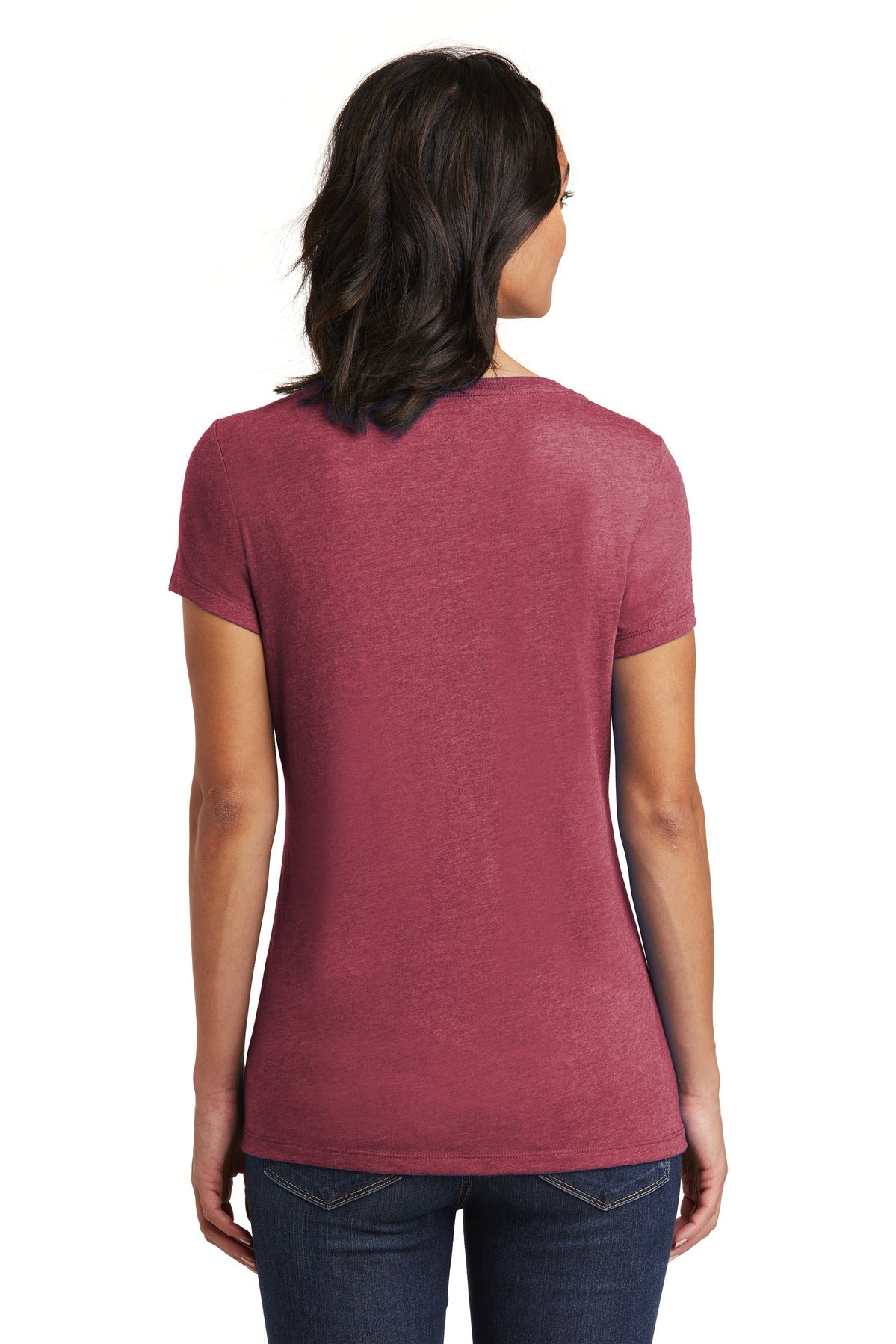 Custom Embroidered District Women's Very Important Tee V-Neck. DT6503,Heathered Cardinal