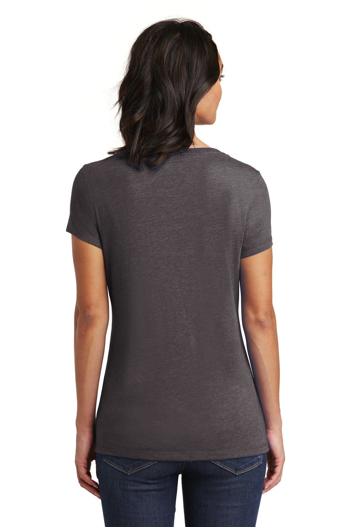 Custom Embroidered District Women's Very Important Tee V-Neck. DT6503,Heathered Charcoal
