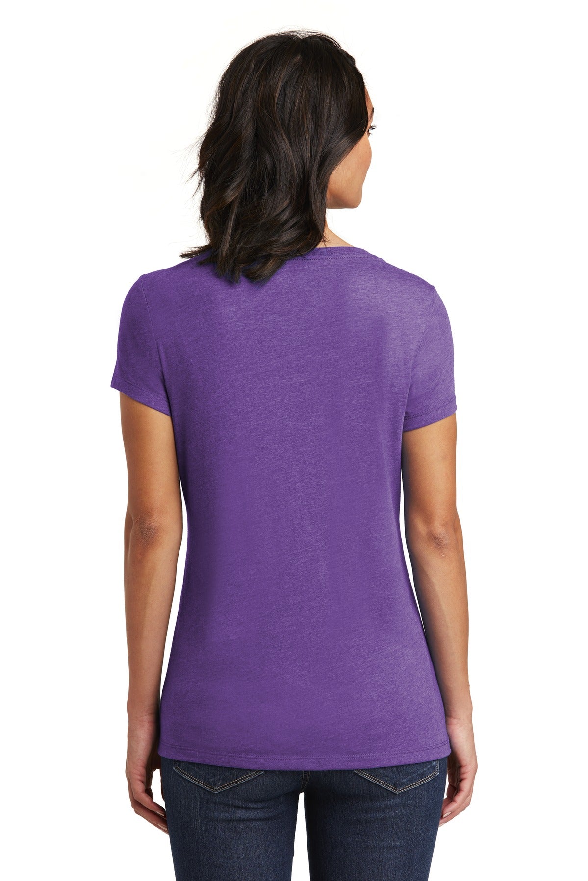 Custom Embroidered District Women's Very Important Tee V-Neck. DT6503,Heathered Purple
