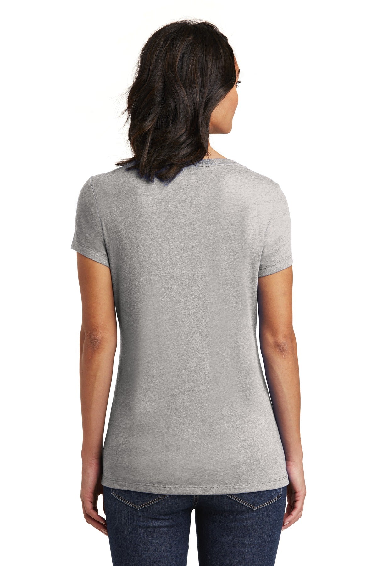 Custom Embroidered District Women's Very Important Tee V-Neck. DT6503,Light Heather Grey