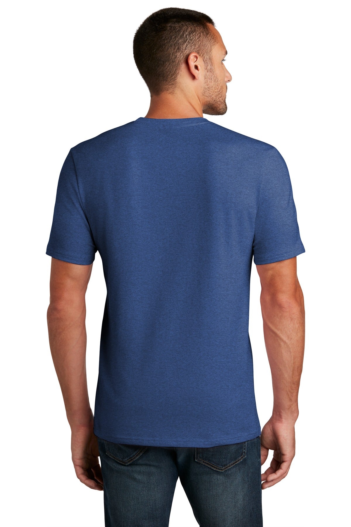 Custom Embroidered District Flex Tee DT7500,Heathered Deep Royal