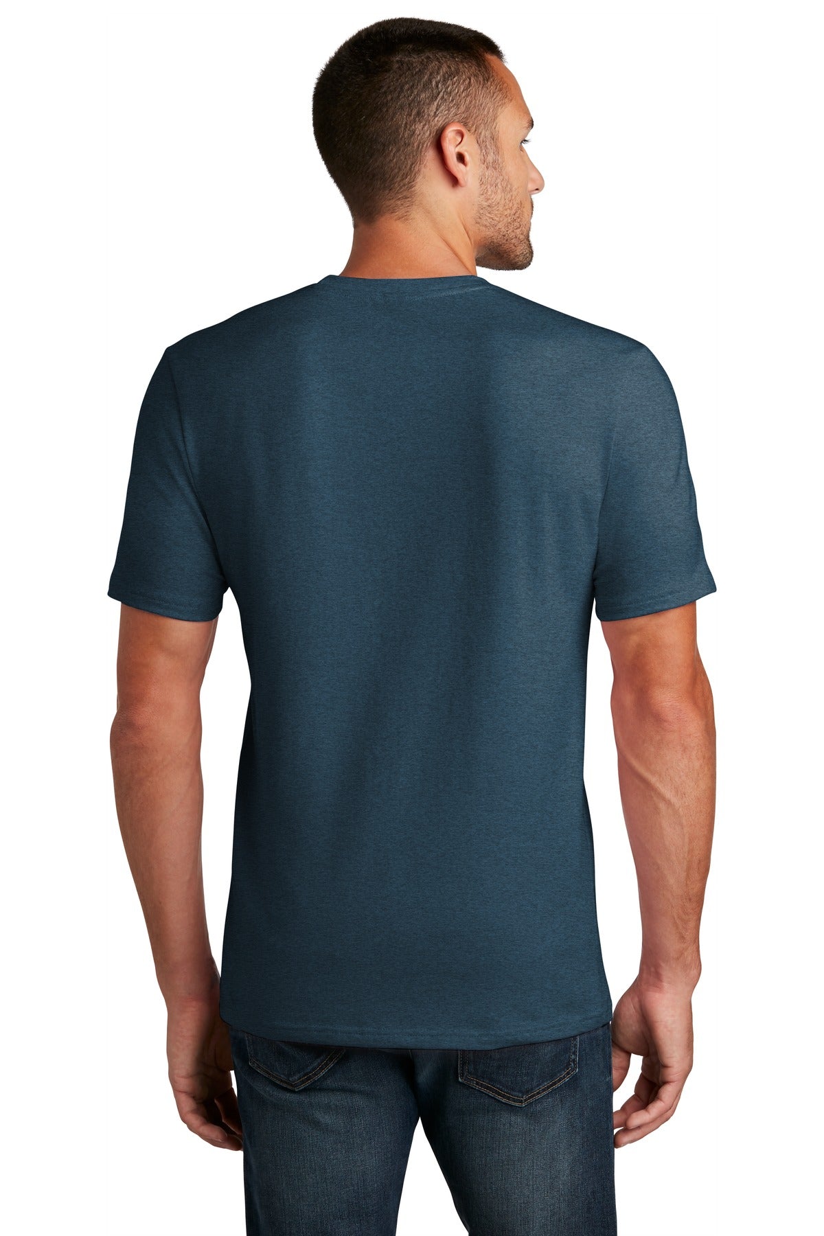 Custom Embroidered District Flex Tee DT7500,Heathered Neptune Blue
