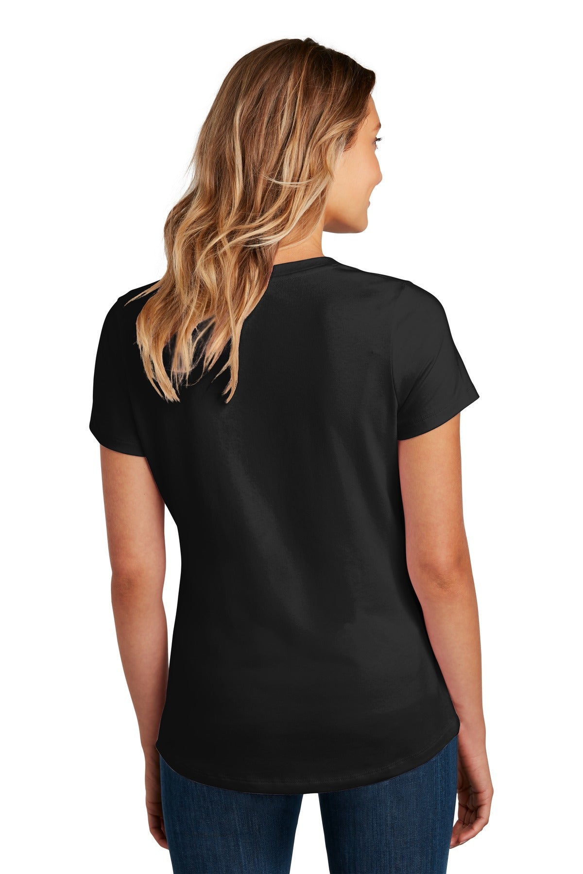 Custom Embroidered District Women's Flex Scoop Neck Tee DT7501,Black