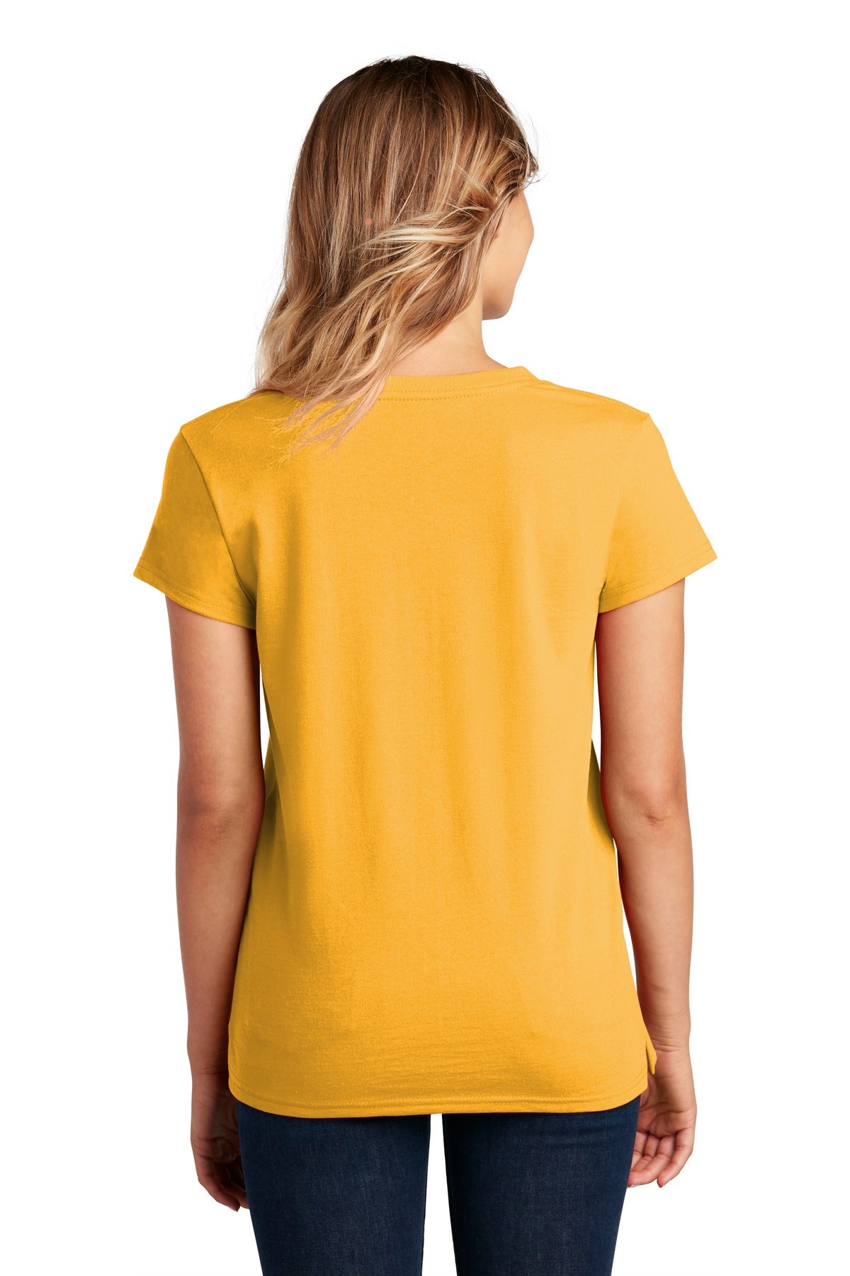 Custom Embroidered District Women's Re-Tee V-Neck DT8001,Maize Yellow