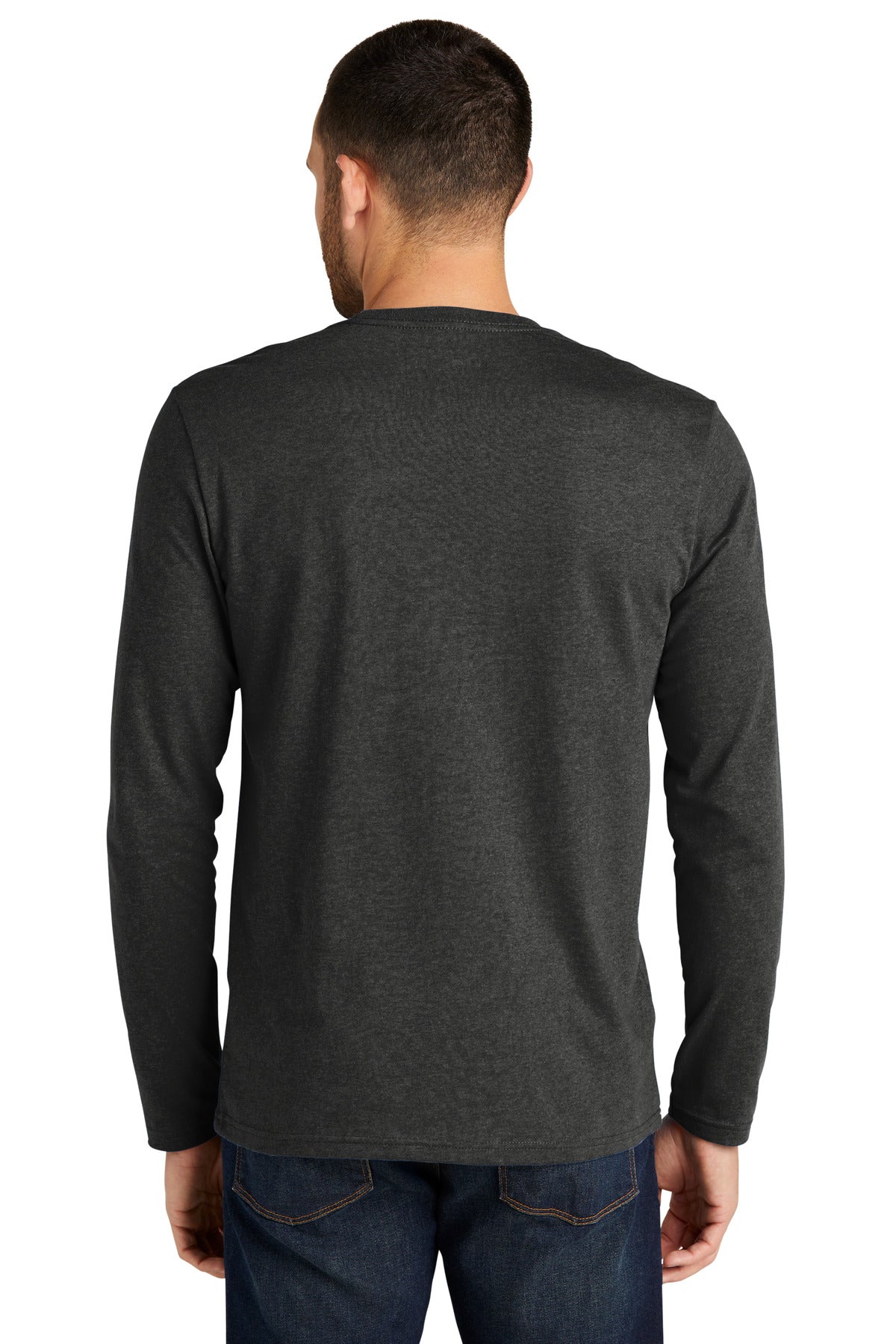 Custom Embroidered District Re-Tee Long Sleeve DT8003,Charcoal Heather