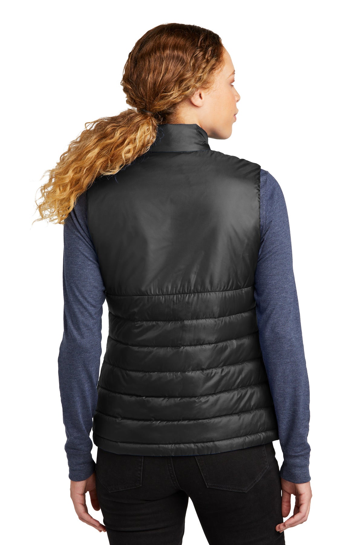 Custom Embroidered Eddie Bauer Women's Quilted Vest EB513,Deep Black