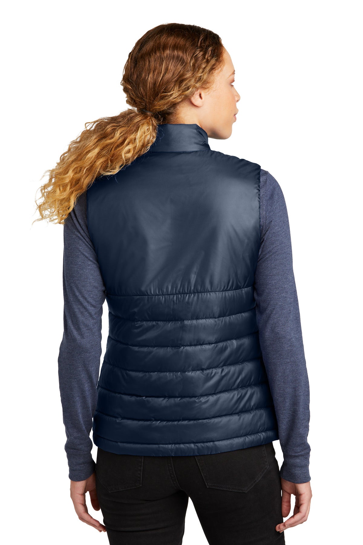 Custom Embroidered Eddie Bauer Women's Quilted Vest EB513,River Blue Navy