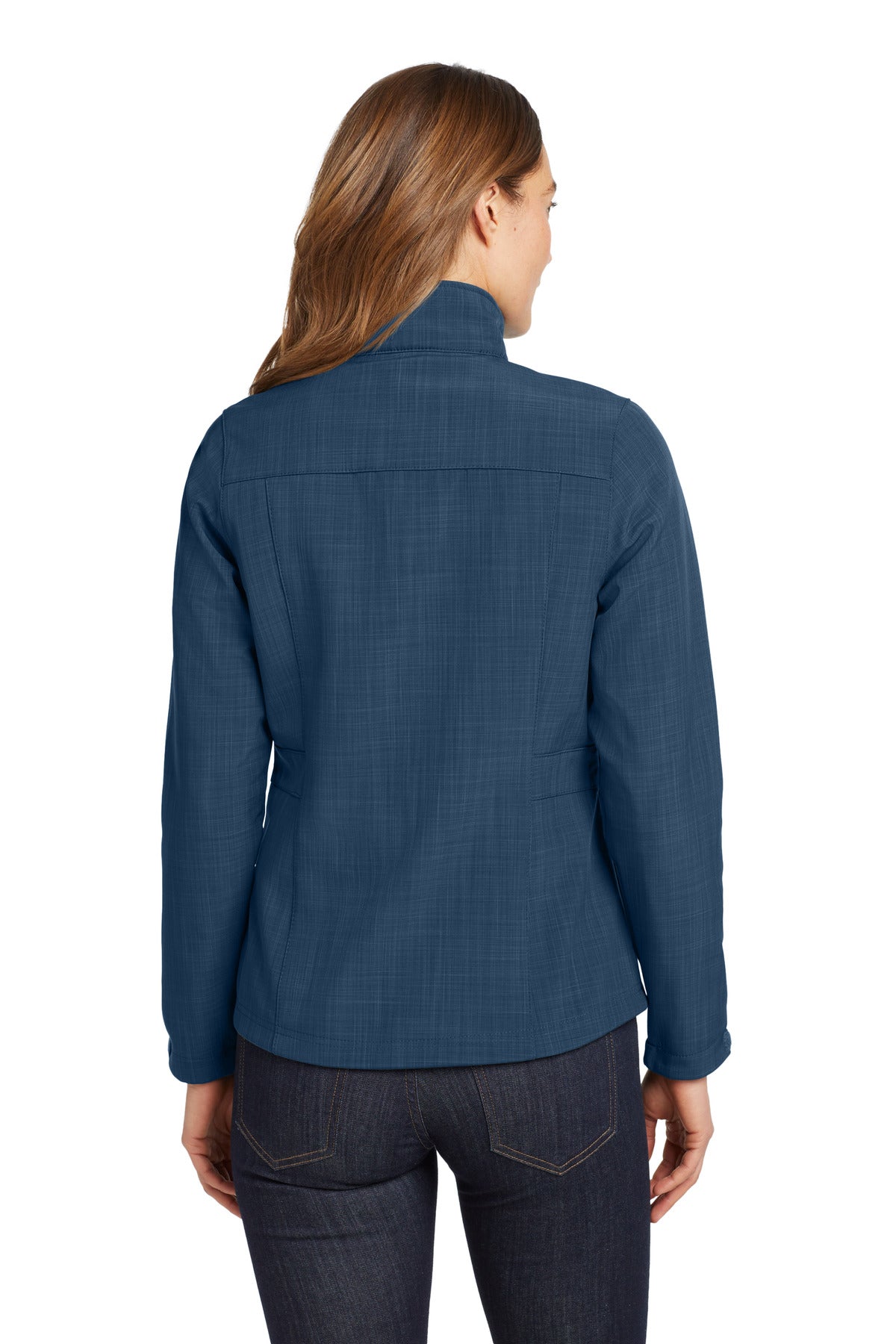 Custom Embroidered Eddie Bauer Women's Shaded Crosshatch Soft Shell Jacket. EB533,Blue