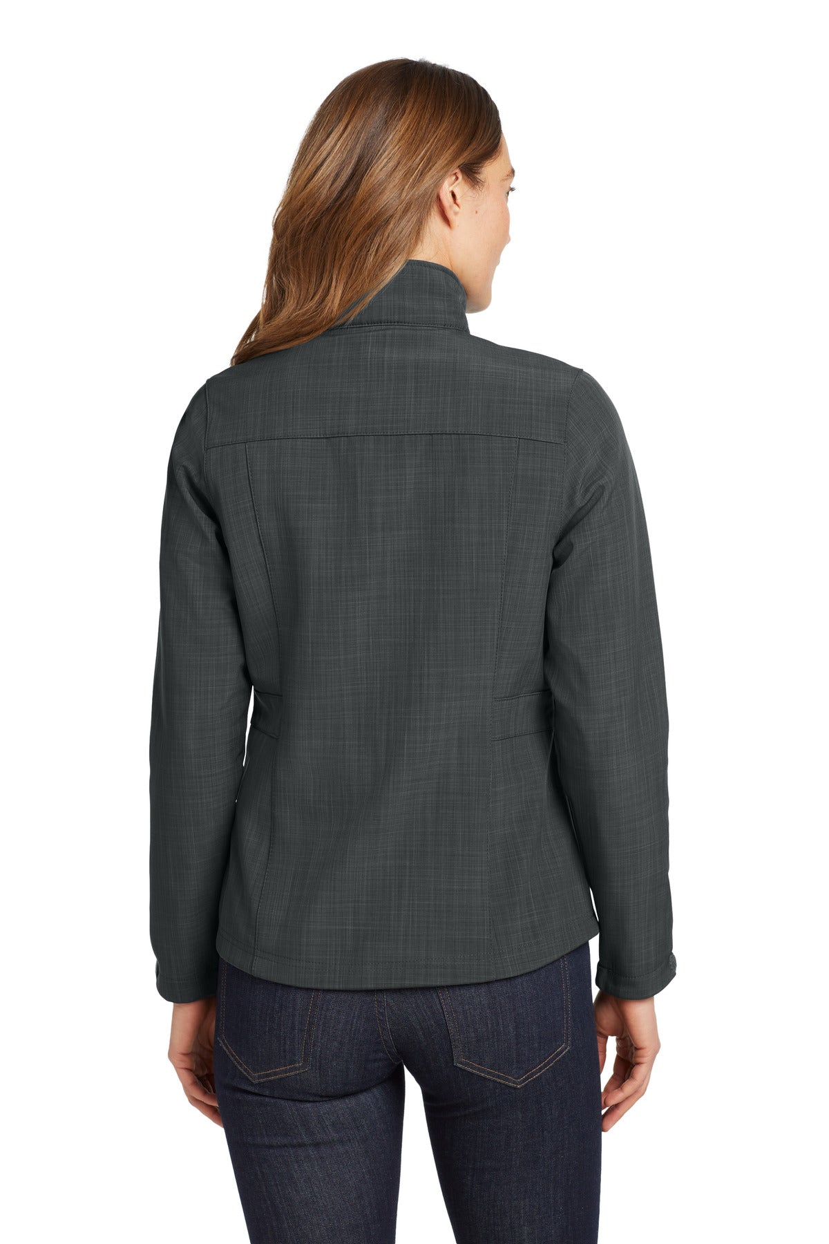 Custom Embroidered Eddie Bauer Women's Shaded Crosshatch Soft Shell Jacket. EB533,Grey