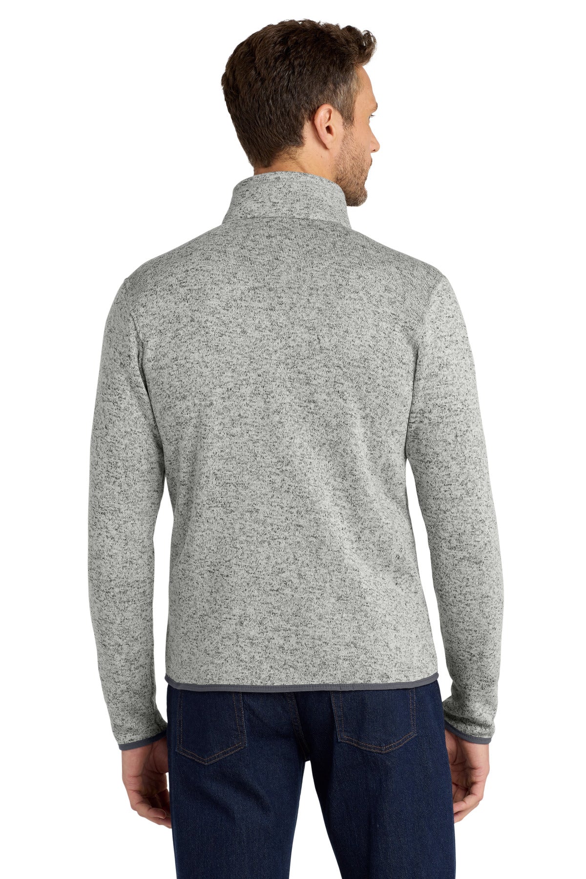 Custom Embroidered Port Authority Sweater Fleece Jacket. F232,Grey Heather