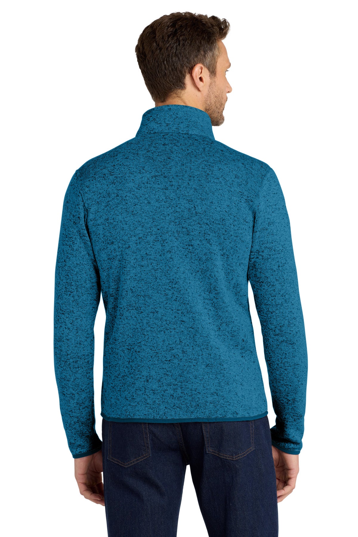 Custom Embroidered Port Authority Sweater Fleece Jacket. F232,Medium Blue Heather