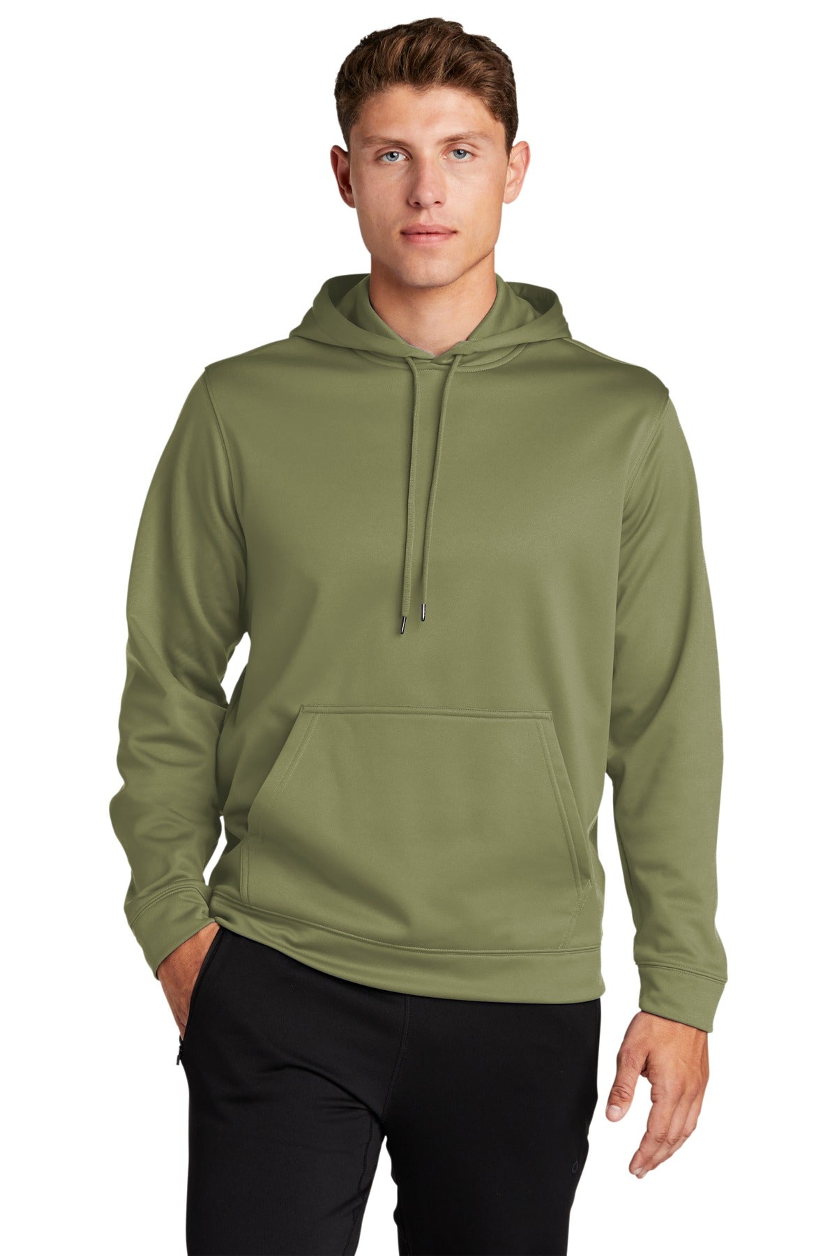 Sport-Tek Sport-Wick Fleece Hooded Pullover. F244 Olive Drab Green