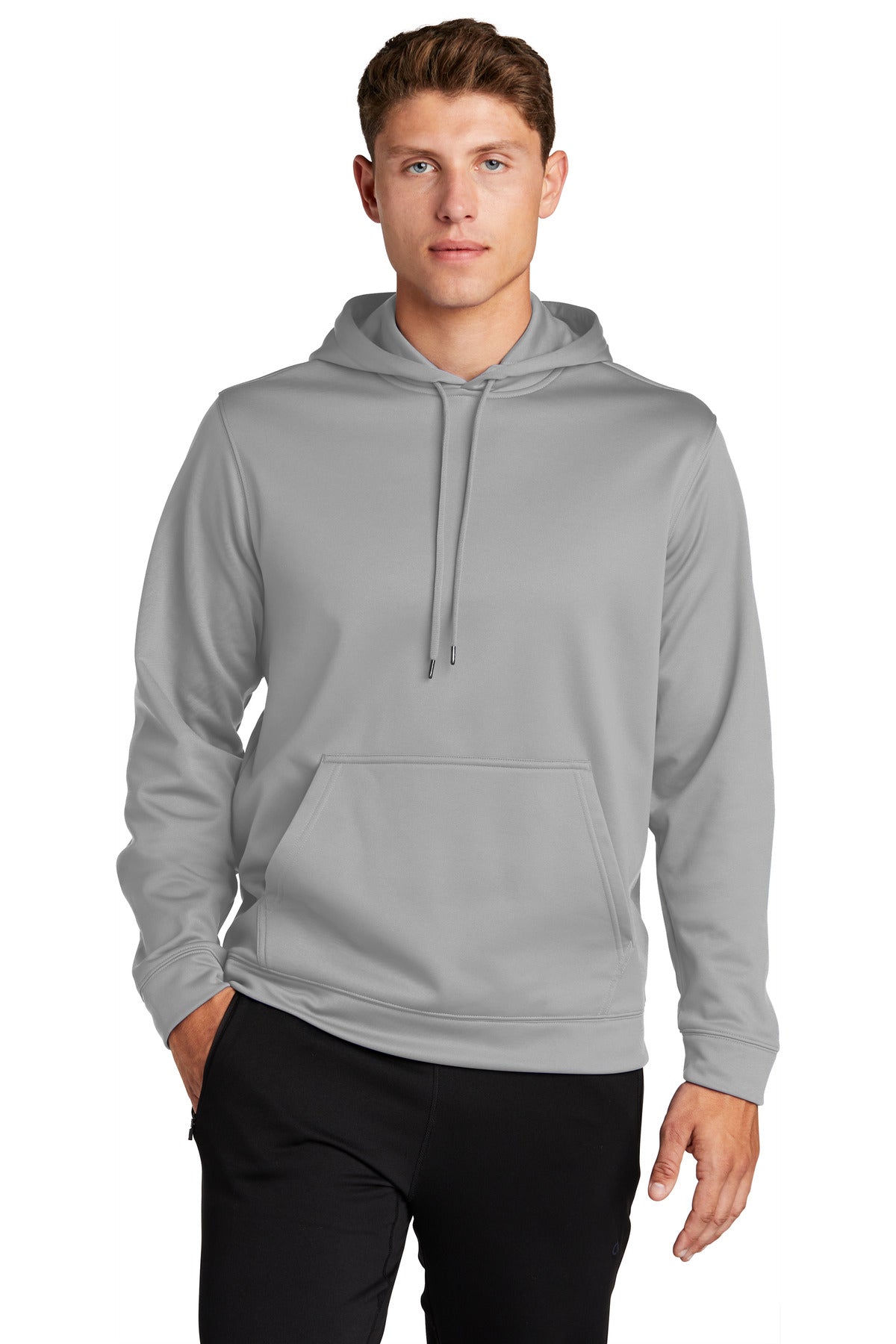 Sport-Tek Sport-Wick Fleece Hooded Pullover. F244 Silver