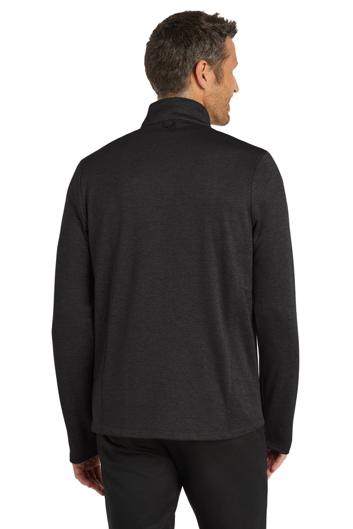 Custom Embroidered Port Authority Collective Striated Fleece Jacket. F905,Deep Black Heather