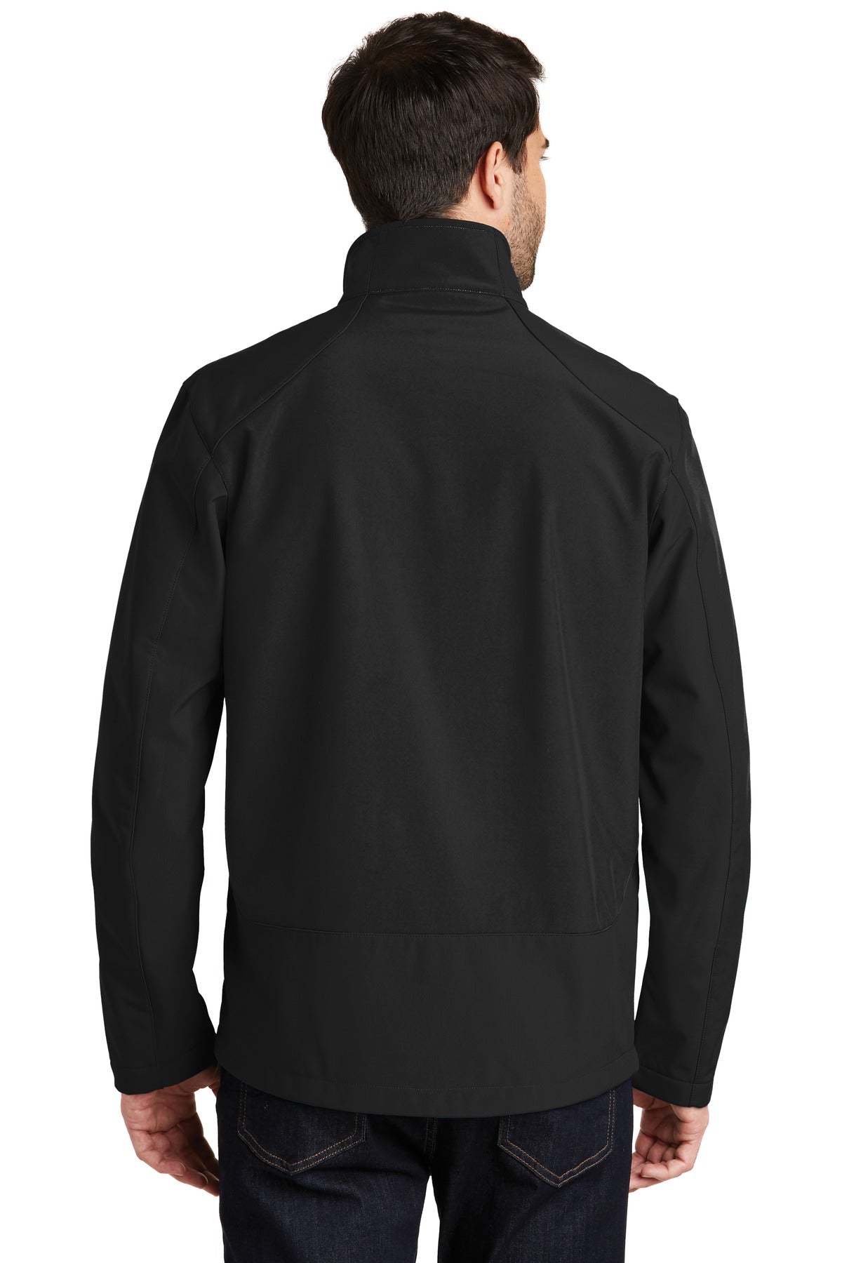 Custom Embroidered Port Authority Back-Block Soft Shell Jacket. J336,Black/ Black