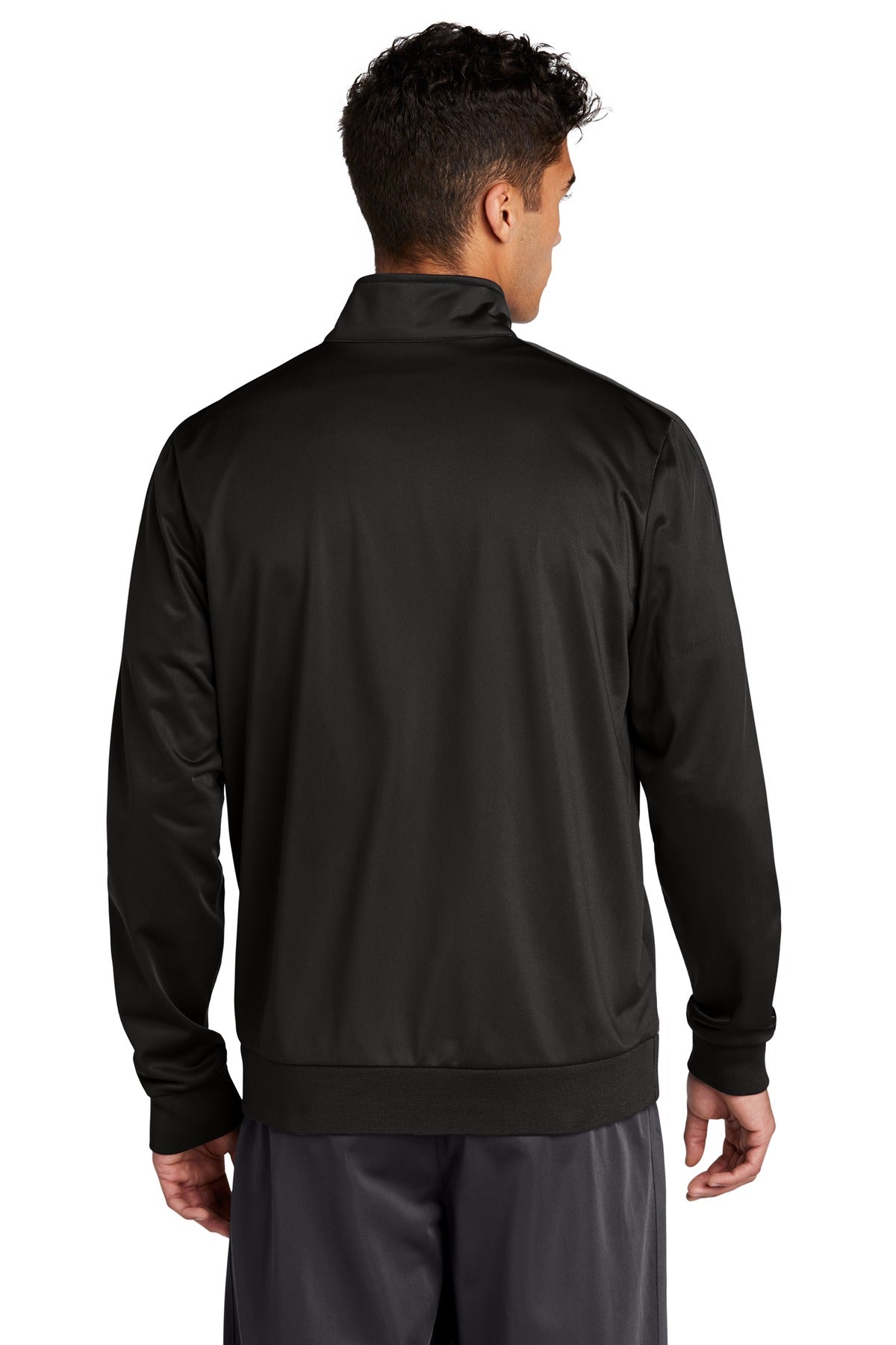 Custom Embroidered Sport-Tek Tricot Sleeve Stripe Track Jacket. JST94,Black/ Black