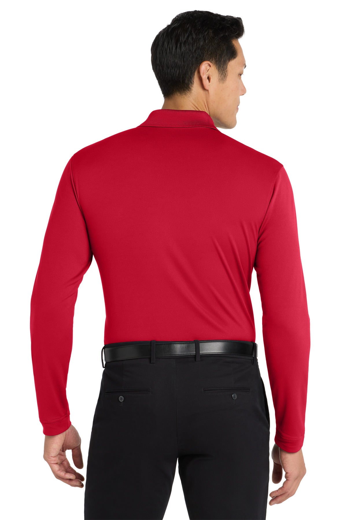 Custom Embroidered Port Authority Dry Zone UV Micro-Mesh Long Sleeve Polo K110LS,Rich Red