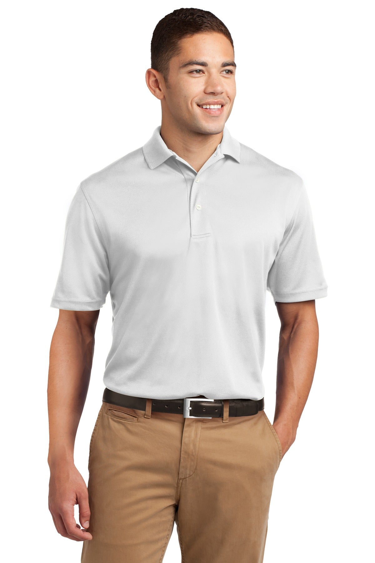 Sport-Tek Dri-Mesh Polo. K469 White