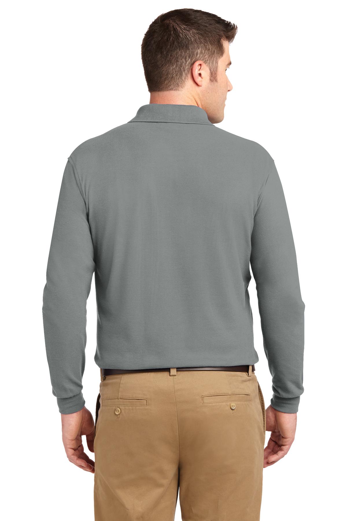 Custom Embroidered Port Authority Silk Touch Long Sleeve Polo. K500LS,Cool Grey