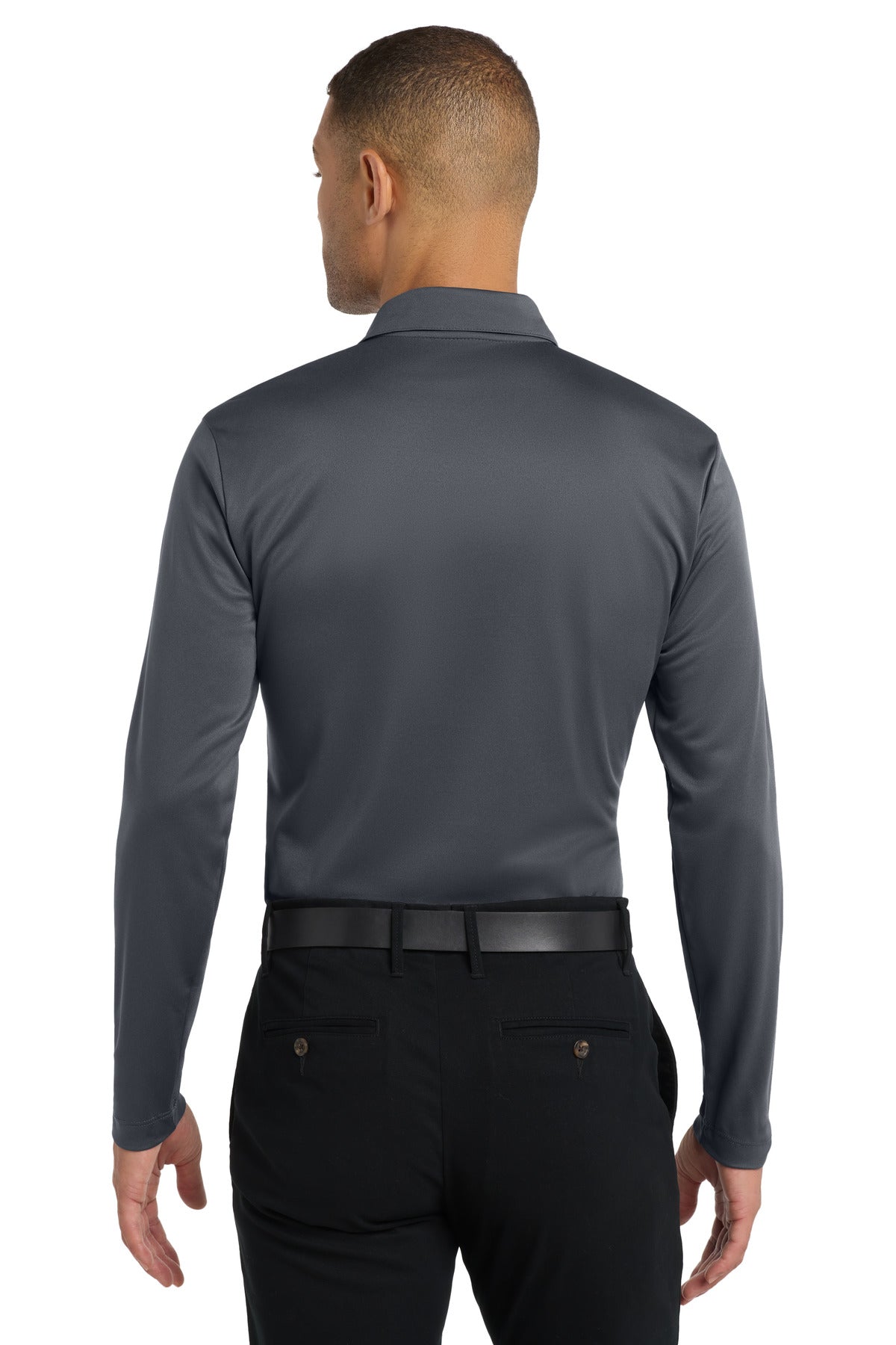Custom Embroidered Port Authority Silk Touch Performance Long Sleeve Polo. K540LS,Steel Grey