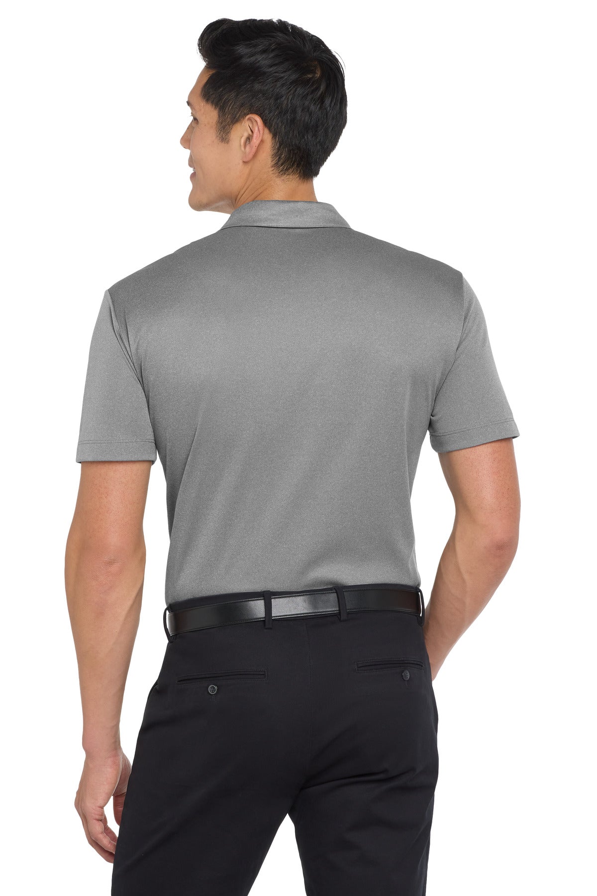 Custom Embroidered Port Authority Heathered Silk Touch Performance Polo. K542,Shadow Grey Heather