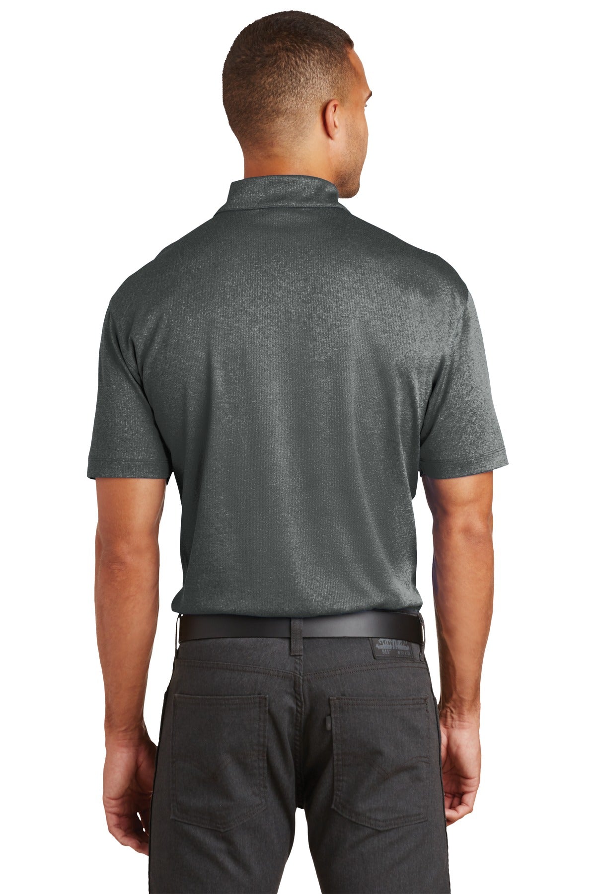 Custom Embroidered Port Authority Trace Heather Polo. K576,Charcoal Heather