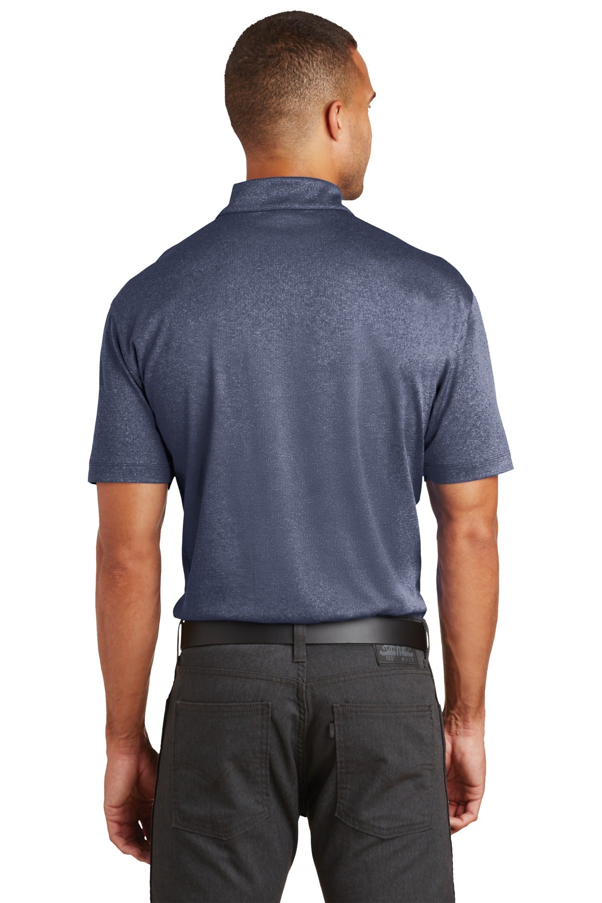 Custom Embroidered Port Authority Trace Heather Polo. K576,True Navy Heather