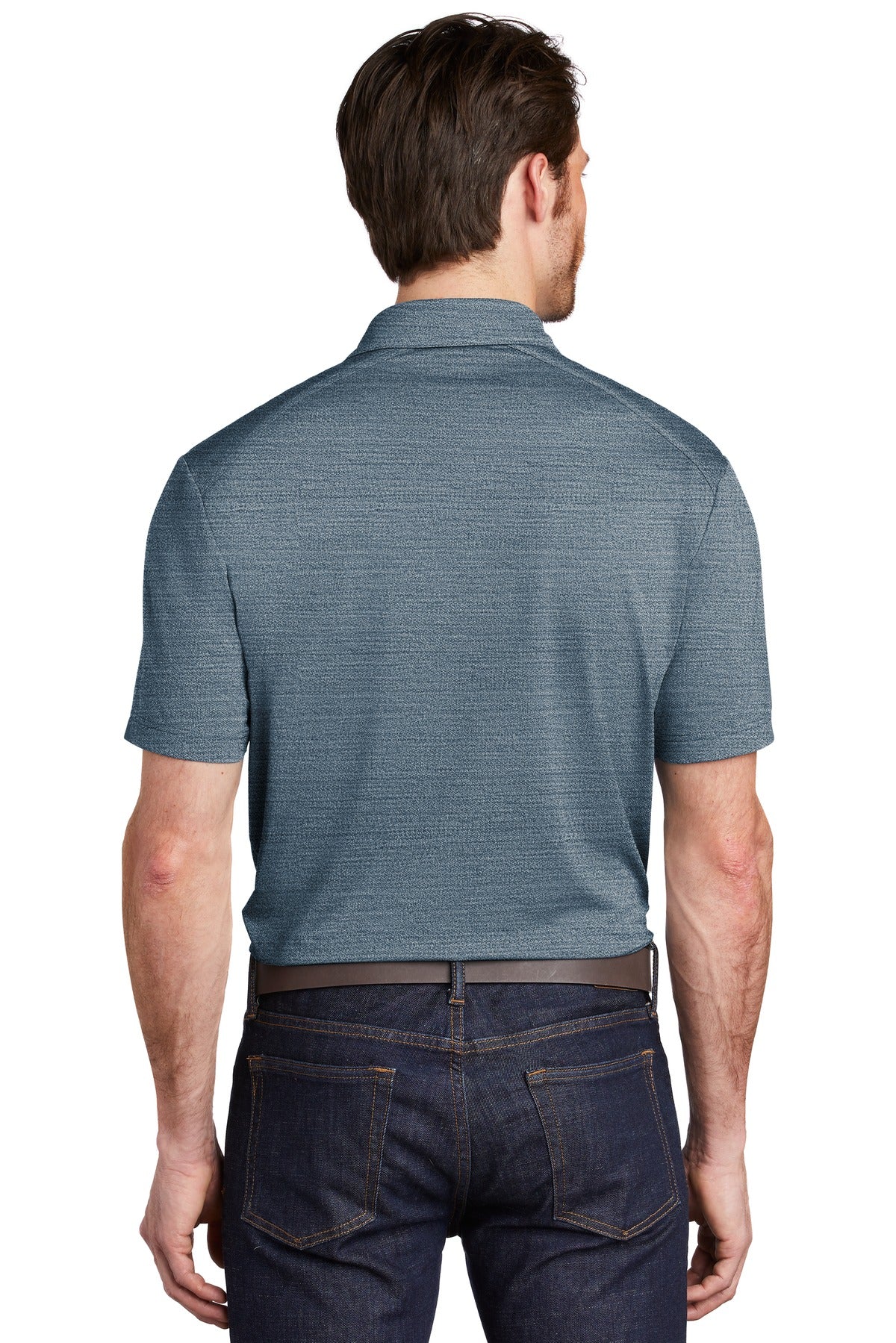 Custom Embroidered Port Authority Stretch Heather Polo K583,Regatta Blue/ Gusty Grey