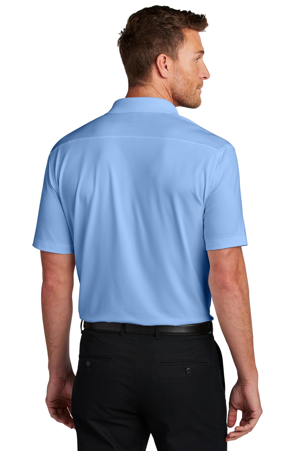 Custom Embroidered Port Authority City Stretch Flat Knit Polo K683,Swiss Blue