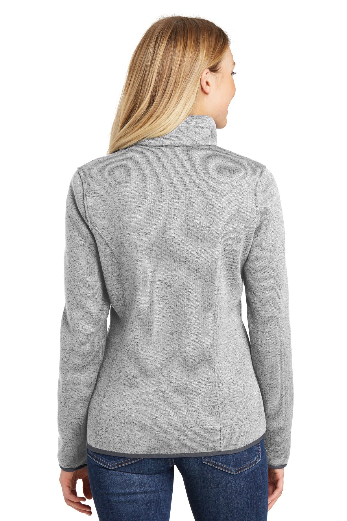 Custom Embroidered Port Authority Women's Sweater Fleece Jacket. L232,Grey Heather