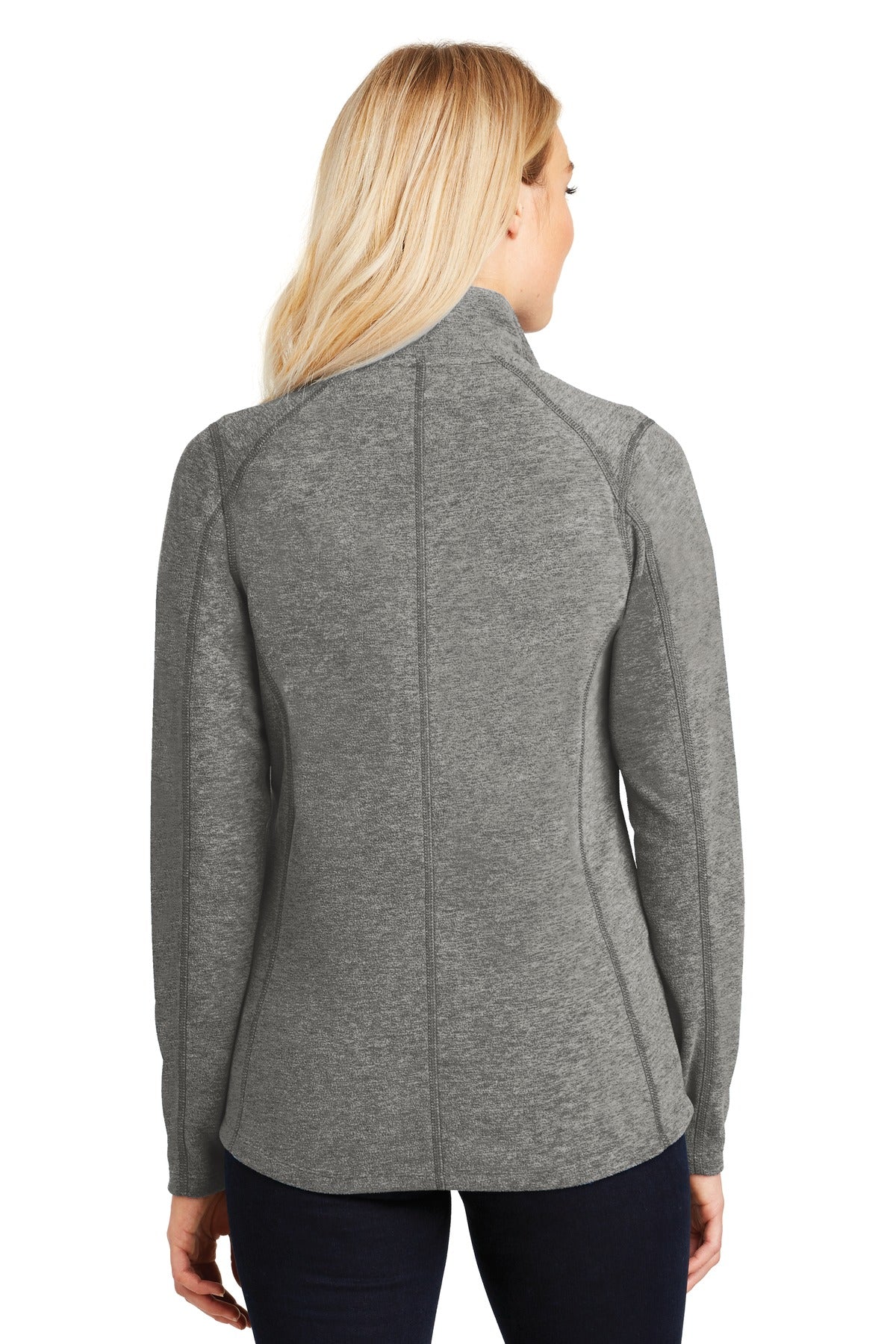 Custom Embroidered Port Authority Women's Heather Microfleece Full-Zip Jacket. L235,Pearl Grey Heather