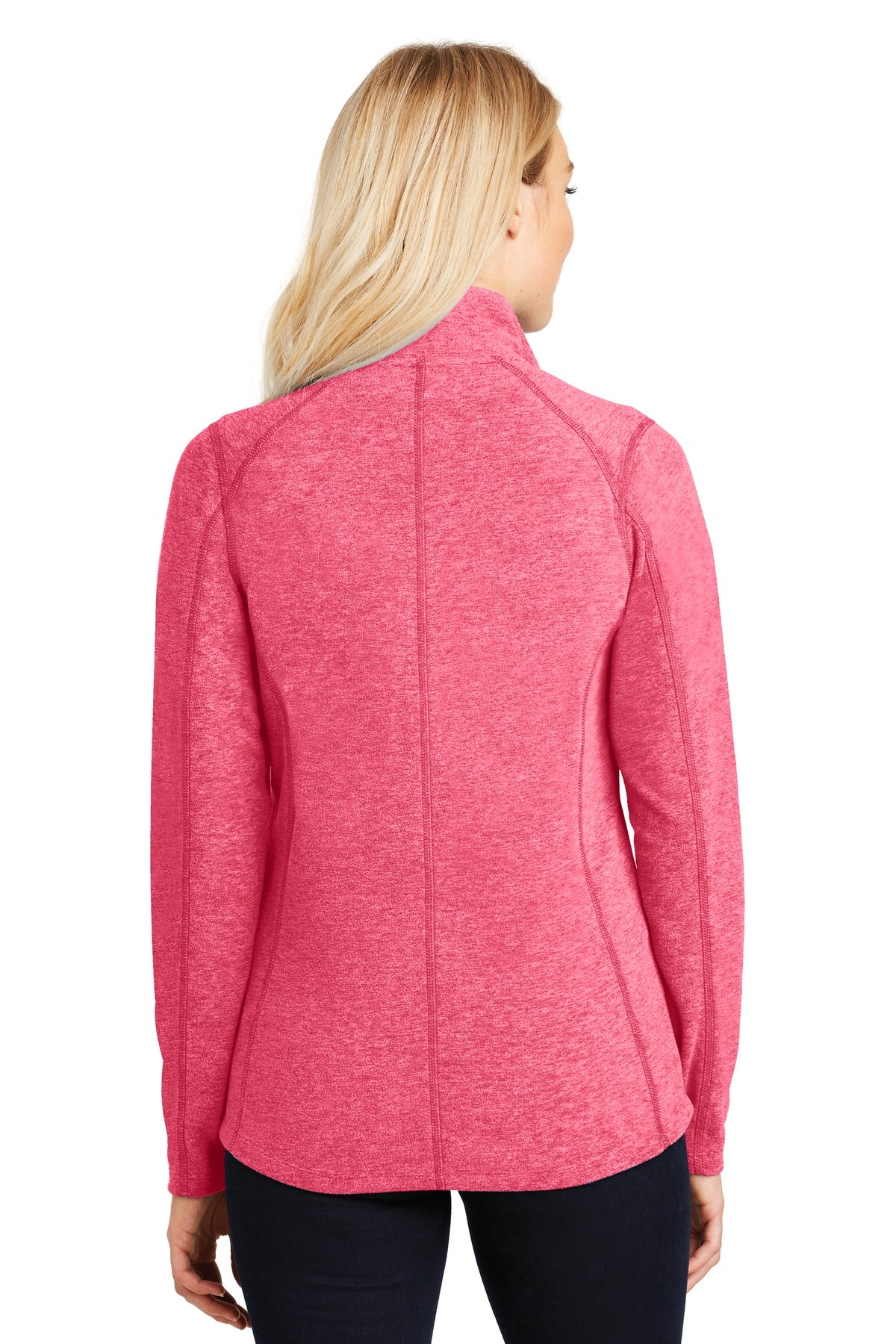 Custom Embroidered Port Authority Women's Heather Microfleece Full-Zip Jacket. L235,Pink Raspberry Heather