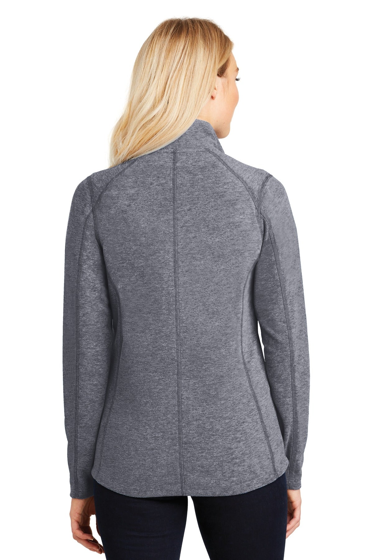 Custom Embroidered Port Authority Women's Heather Microfleece Full-Zip Jacket. L235,True Navy Heather