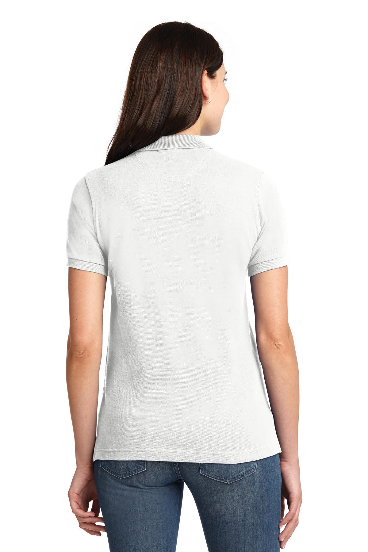 Custom Embroidered Port Authority Women's Heavyweight Cotton Pique Polo. L420,White