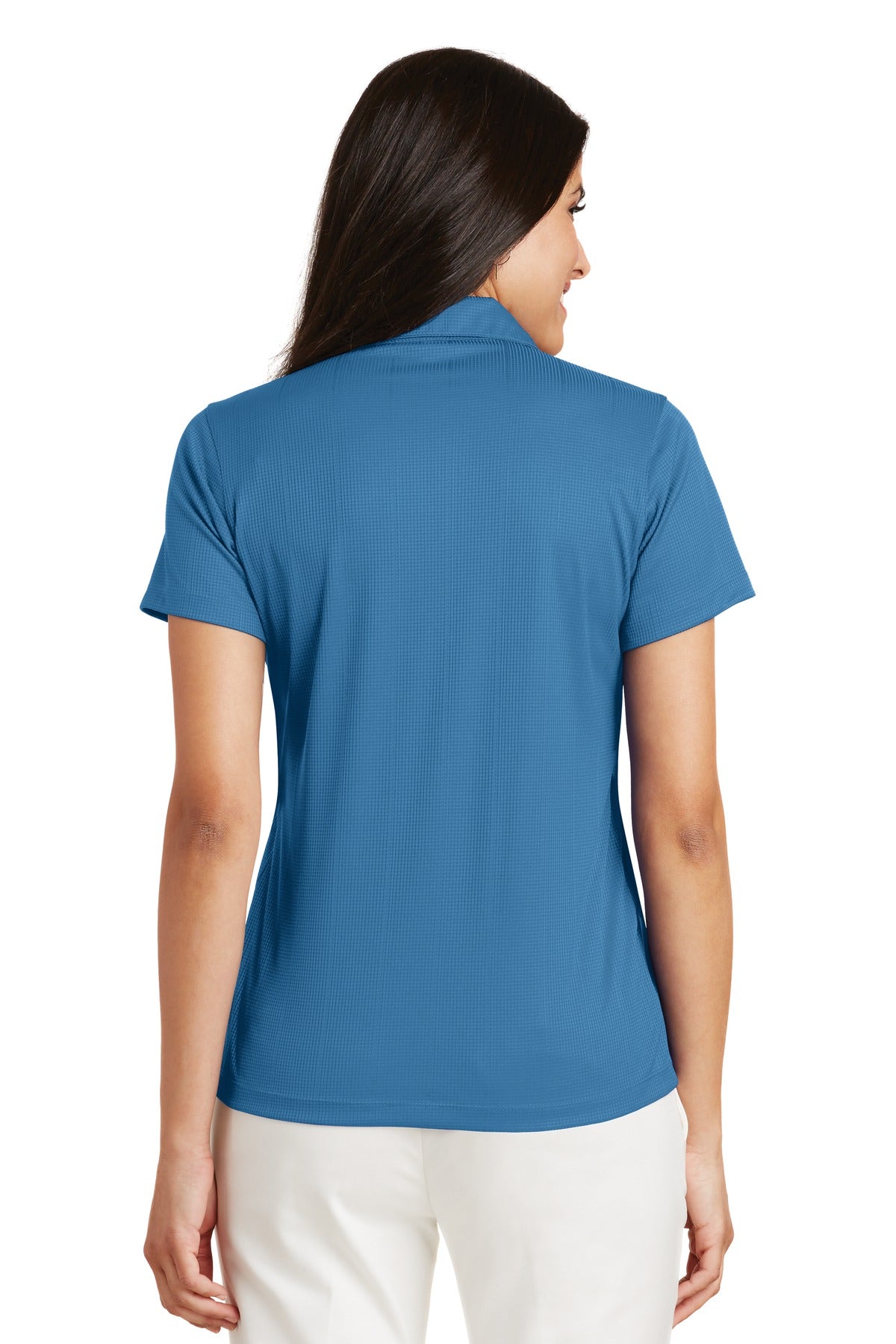 Custom Embroidered Port Authority Women's Performance Fine Jacquard Polo. L528,Ocean Blue