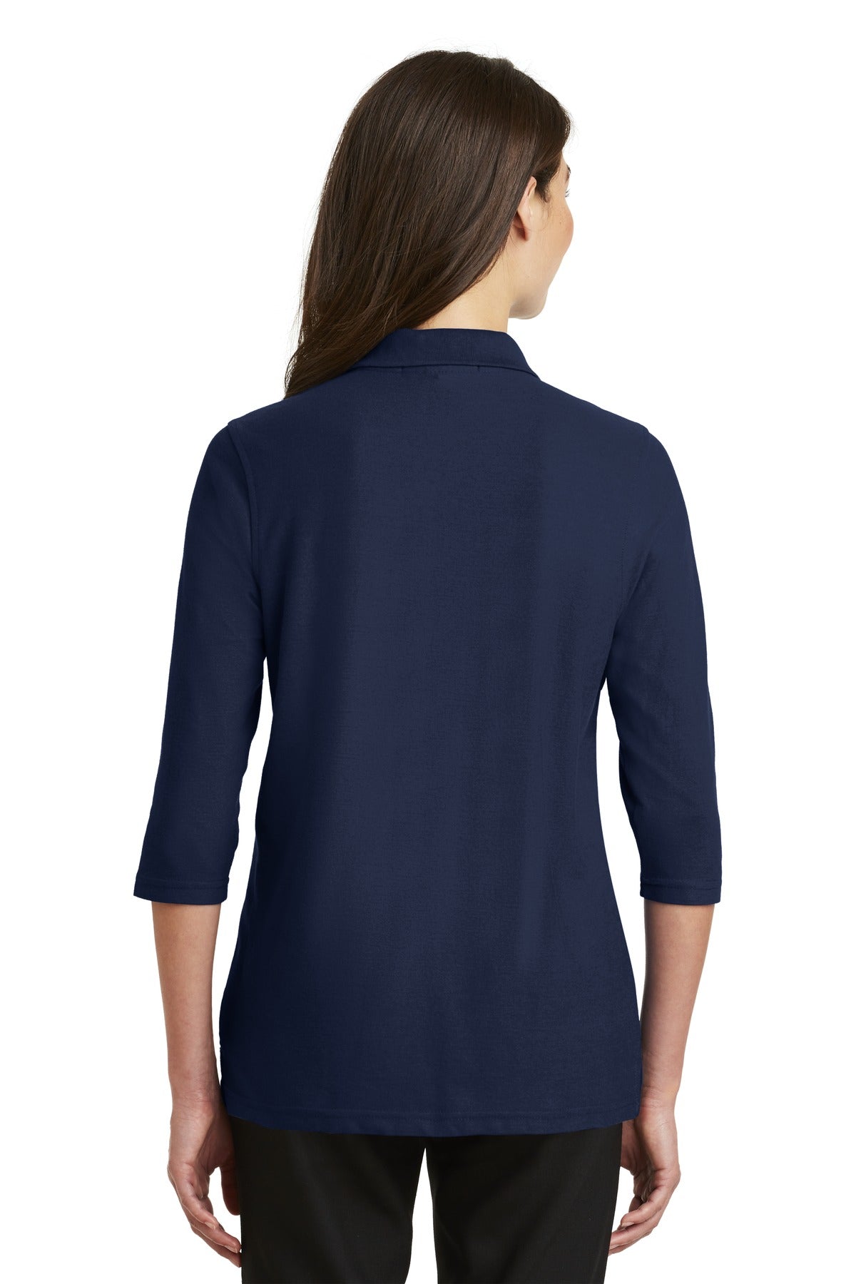 Custom Embroidered Port Authority Women's Silk Touch 3/4-Sleeve Polo. L562,Navy