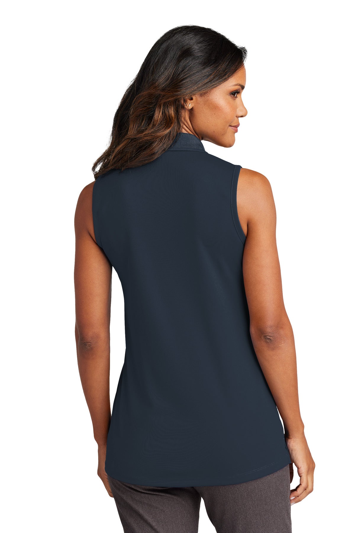 Custom Embroidered Port Authority Women's Dry Zone UV Micro-Mesh Sleeveless Polo LK110SV,River Blue Navy