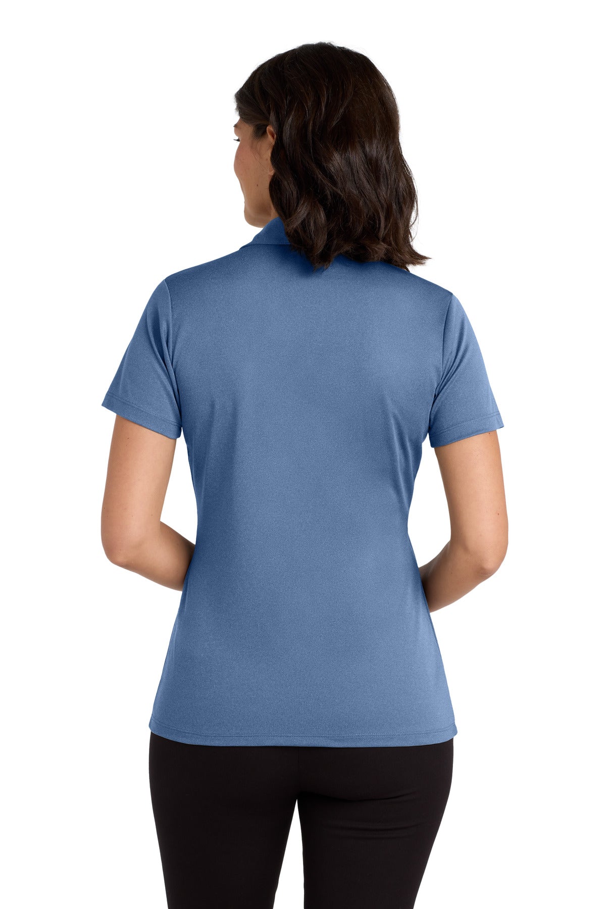 Custom Embroidered Port Authority Women's Heathered Silk Touch Performance Polo. LK542,Moonlight Blue Heather
