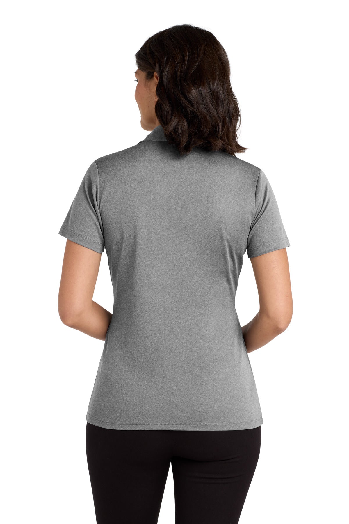 Custom Embroidered Port Authority Women's Heathered Silk Touch Performance Polo. LK542,Shadow Grey Heather