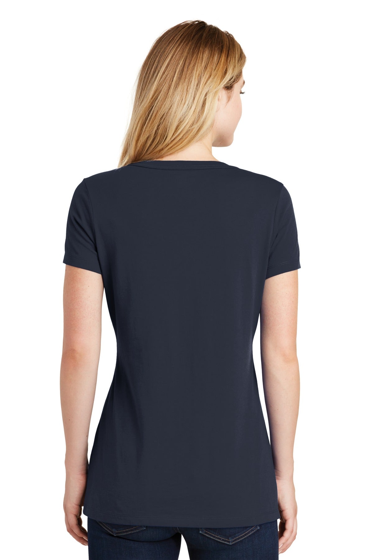 Custom Embroidered New Era Women's Heritage Blend V-Neck Tee. LNEA101,True Navy