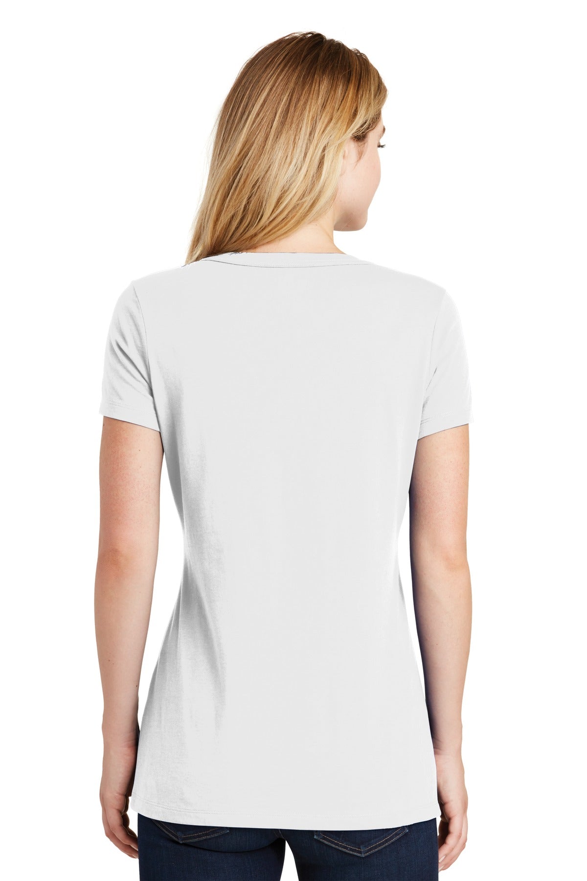 Custom Embroidered New Era Women's Heritage Blend V-Neck Tee. LNEA101,White