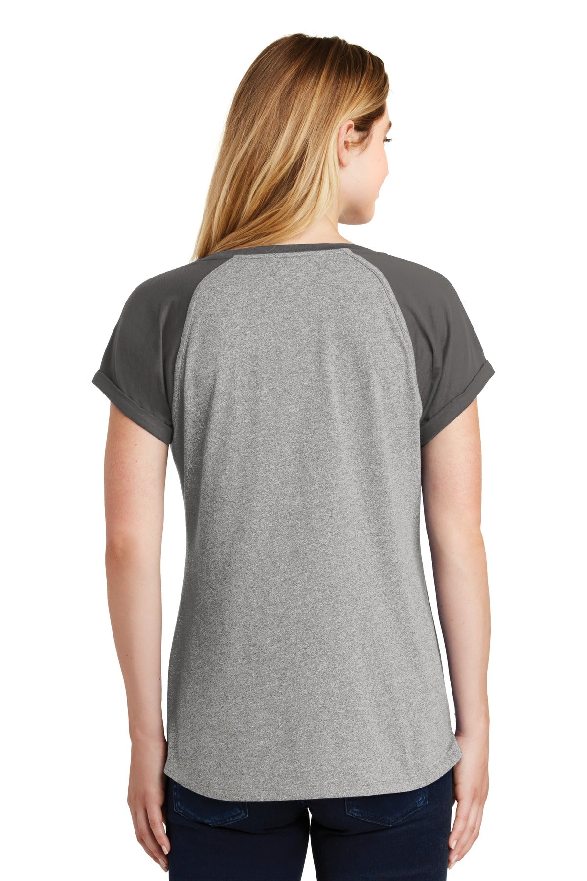 Custom Embroidered New Era Women's Heritage Blend Varsity Tee. LNEA107,Graphite/ Light Graphite Twist