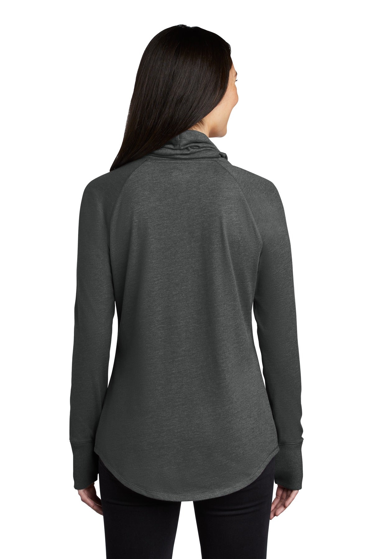 Custom Embroidered New Era Women's Sueded Cotton Blend Cowl Tee LNEA123,Black Heather