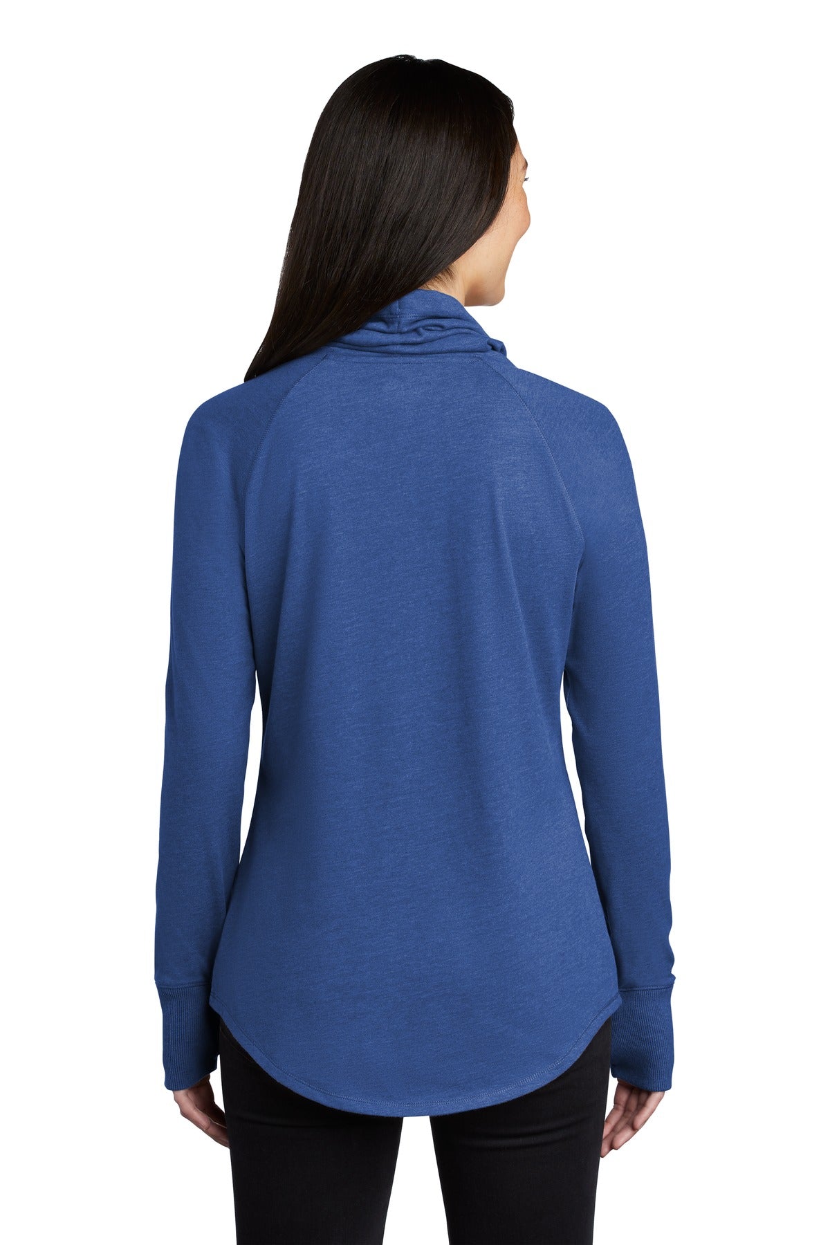 Custom Embroidered New Era Women's Sueded Cotton Blend Cowl Tee LNEA123,Royal Heather